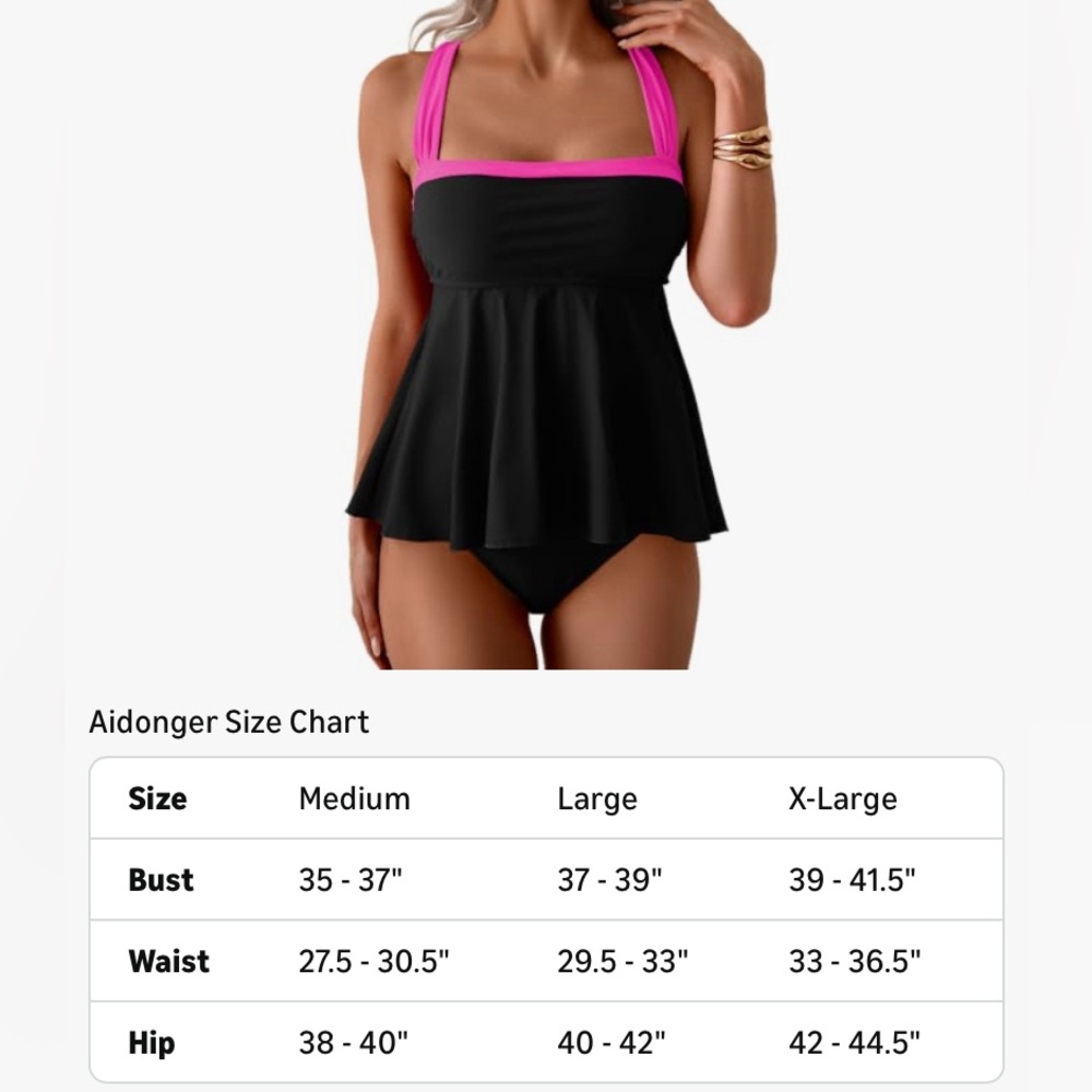 Black and Pink Women's Swim Takini - Picture 8 of 9
